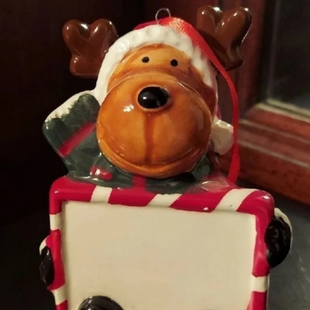 SANTA MOOSE WHIMSY CERAMIC DIY ORNAMENT BNWT RETIRED 2017